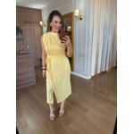 VESTIDO MALHA DE ALGODÃO DRAPEADO - AMARELO