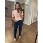 BLUSA MALHA ALGODÃO MANGA RENDA - ROSA