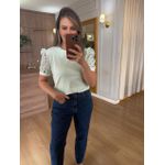 BLUSA MALHA ALGODÃO MANGA RENDA - VERDE