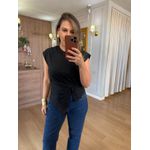 BLUSA MALHA DE ALGODÃO ASSIMETRICA - PRETA