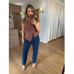 BLUSA MALHA DE ALGODÃO ASSIMETRICA - MARROM