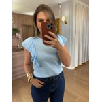 BLUSA MALHA DE ALGODÃO BABADOS - AZUL