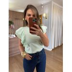 BLUSA MALHA DE ALGODÃO BABADOS - VERDE