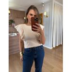BLUSA MALHA DE ALGODÃO BABADOS - BEGE