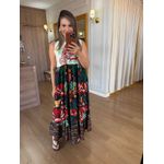 VESTIDO REGATA CAMISETA - FUNDO MARINHO FOLHAGEM VERMELHA