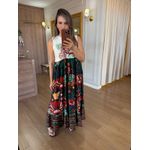 VESTIDO REGATA CAMISETA - FUNDO MARINHO FOLHAGEM VERMELHA