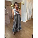 VESTIDO REGATA CAMISETA - FUNDO PRETO PEQUENOS DETALHES BRANCO