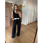 CONJUNTO REGATA E CALÇA - PRETO E BANCO