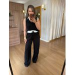 CONJUNTO REGATA E CALÇA - PRETO E BANCO