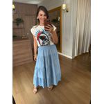 BLUSA MANGA JAPONESA 100% ALGODÃO - OFF COM SILK ARARA COM AZUL