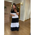 VESTIDO MALHA DE ALGODÃO BICOLOR BRUNA - PRETO COM BRANCO