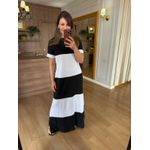 VESTIDO MALHA DE ALGODÃO BICOLOR BRUNA - PRETO COM BRANCO