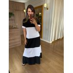 VESTIDO MALHA DE ALGODÃO BICOLOR BRUNA - PRETO COM BRANCO