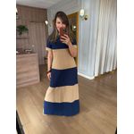 VESTIDO MALHA DE ALGODÃO BICOLOR BRUNA - MARINHO COM DOCE DE LEITE 