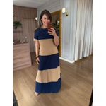 VESTIDO MALHA DE ALGODÃO BICOLOR BRUNA - MARINHO COM DOCE DE LEITE 