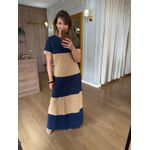 VESTIDO MALHA DE ALGODÃO BICOLOR BRUNA - MARINHO COM DOCE DE LEITE 