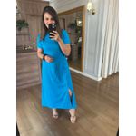 VESTIDO FENDA - TURQUESA