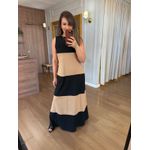 VESTIDO REGATA MALHA DE ALGODÃO BICOLOR ELISA - PRETO COM DOCE DE LEITE