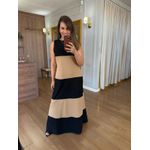 VESTIDO REGATA MALHA DE ALGODÃO BICOLOR ELISA - PRETO COM DOCE DE LEITE
