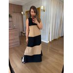 VESTIDO REGATA MALHA DE ALGODÃO BICOLOR ELISA - PRETO COM DOCE DE LEITE