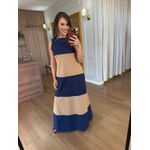 VESTIDO REGATA MALHA DE ALGODÃO BICOLOR ELISA - MARINHO COM DOCE DE LEITE