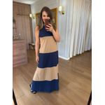 VESTIDO REGATA MALHA DE ALGODÃO BICOLOR ELISA - MARINHO COM DOCE DE LEITE