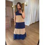 VESTIDO REGATA MALHA DE ALGODÃO BICOLOR ELISA - MARINHO COM DOCE DE LEITE