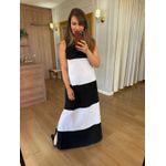 VESTIDO REGATA MALHA DE ALGODÃO BICOLOR ELISA - PRETO COM BRANCO