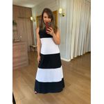 VESTIDO REGATA MALHA DE ALGODÃO BICOLOR ELISA - PRETO COM BRANCO