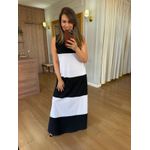 VESTIDO REGATA MALHA DE ALGODÃO BICOLOR ELISA - PRETO COM BRANCO
