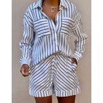 CONJUNTO 100% ALGODÃO LISTRADO - OFF/PRETO