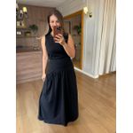 CONJUNTO REGATA E SAIA MALHA DE ALGODÃO CAMILA - PRETO 