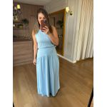 CONJUNTO REGATA E SAIA MALHA DE ALGODÃO CAMILA - AZUL CANDY 