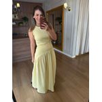 CONJUNTO REGATA E SAIA MALHA DE ALGODÃO CAMILA - AMARELO CANDY 