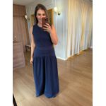 CONJUNTO REGATA E SAIA MALHA DE ALGODÃO CAMILA - AZUL MARINHO 