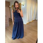CONJUNTO REGATA E SAIA MALHA DE ALGODÃO CAMILA - AZUL MARINHO 