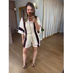 CONJUNTO EM TRICO VERÃO - OFF COM LISTRA MARINHO