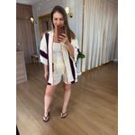 CONJUNTO EM TRICO VERÃO - OFF COM LISTRA MARINHO