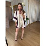 CONJUNTO EM TRICO VERÃO - OFF COM LISTRA MARINHO