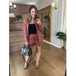 CONJUNTO SHORT E CAMISA 100% ALGODÃO MARIA - CHOCOLATE