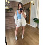 CONJUNTO SHORT E CAMISA 100% ALGODÃO MARIA - LINHO CRU