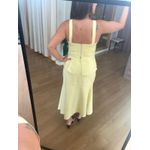 CONJUNTO EM VISCOSE - SAIA E REGATA PEPLUM - AMARELO MANTEIGA