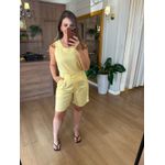 CONJUNTO EM LINHO - BERMUDA E REGATA - AMARELO MANTEIGA