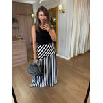 CONJUNTO REGATA E SAIA MALHA IBIZA - PRETO E LISTRAS