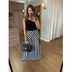CONJUNTO REGATA E SAIA MALHA IBIZA - PRETO E LISTRAS