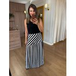 CONJUNTO REGATA E SAIA MALHA IBIZA - PRETO E LISTRAS