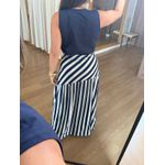 CONJUNTO REGATA E SAIA MALHA IBIZA - AZUL MARINHO E LISTRA