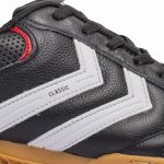 Chuteira Futsal de Couro Classic Solado de Borracha - Preto/Branco