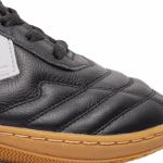 Chuteira Futsal de Couro Classic Solado de Borracha - Preto/Branco
