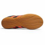 Chuteira de Couro Classic Adulto Sola Futsal de Borracha - Preto/Laranja